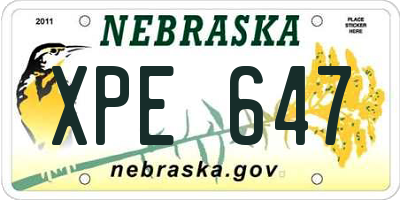 NE license plate XPE647