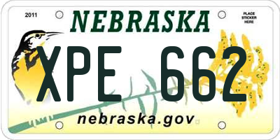 NE license plate XPE662