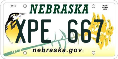 NE license plate XPE667