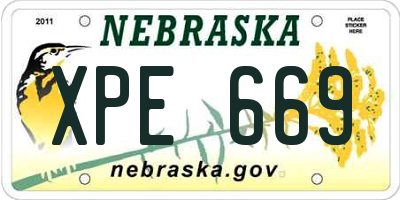 NE license plate XPE669