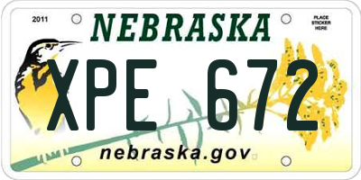 NE license plate XPE672