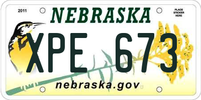 NE license plate XPE673