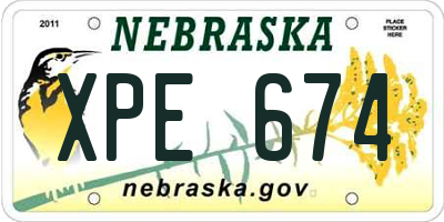 NE license plate XPE674
