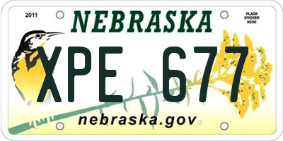 NE license plate XPE677
