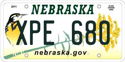 NE license plate XPE680