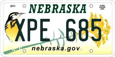 NE license plate XPE685