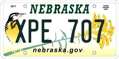 NE license plate XPE707