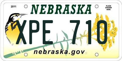 NE license plate XPE710