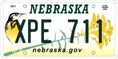 NE license plate XPE711