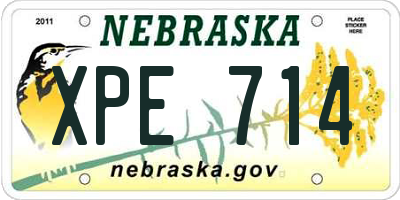 NE license plate XPE714