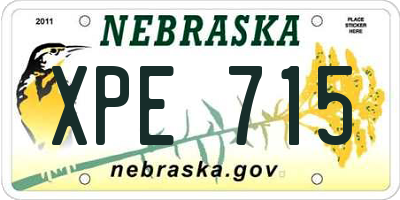 NE license plate XPE715