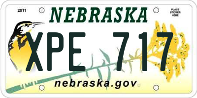 NE license plate XPE717