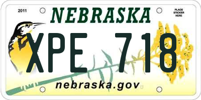 NE license plate XPE718
