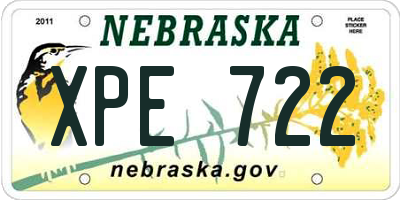 NE license plate XPE722