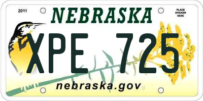 NE license plate XPE725
