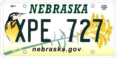 NE license plate XPE727