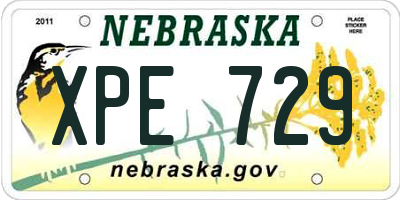 NE license plate XPE729