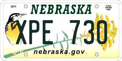 NE license plate XPE730