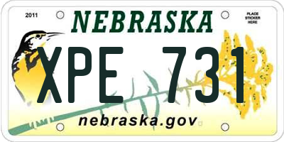 NE license plate XPE731