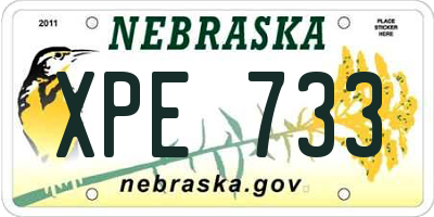 NE license plate XPE733