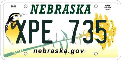 NE license plate XPE735