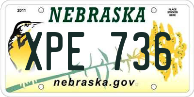 NE license plate XPE736