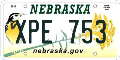 NE license plate XPE753