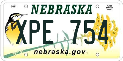 NE license plate XPE754