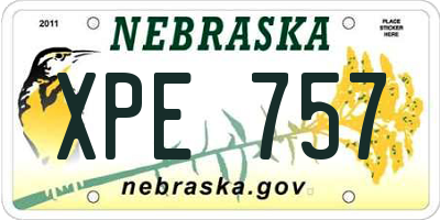 NE license plate XPE757