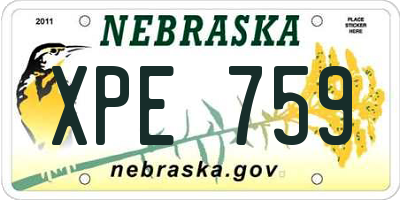 NE license plate XPE759