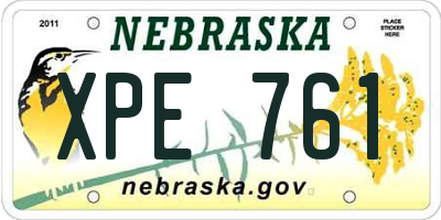NE license plate XPE761