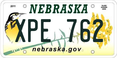 NE license plate XPE762