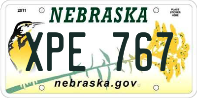 NE license plate XPE767