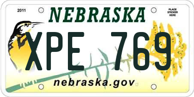NE license plate XPE769