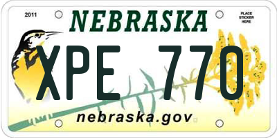 NE license plate XPE770