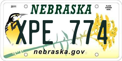 NE license plate XPE774