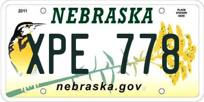 NE license plate XPE778