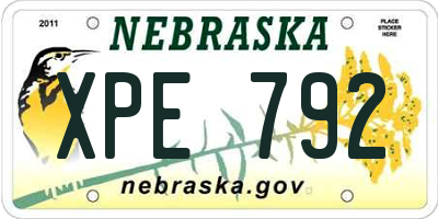 NE license plate XPE792