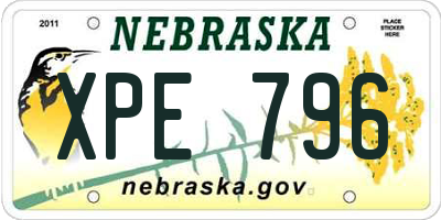 NE license plate XPE796