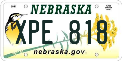NE license plate XPE818