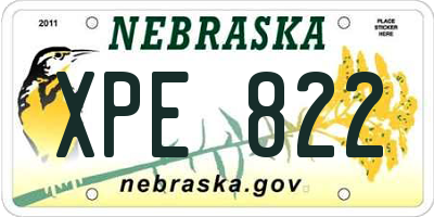 NE license plate XPE822