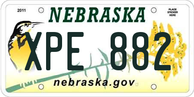 NE license plate XPE882