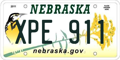 NE license plate XPE911
