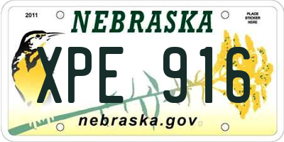 NE license plate XPE916