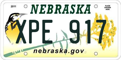 NE license plate XPE917