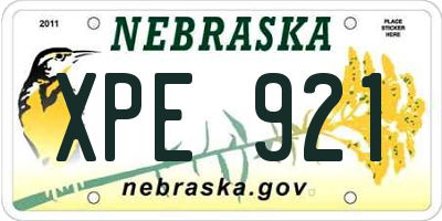 NE license plate XPE921