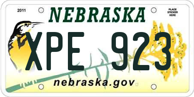 NE license plate XPE923