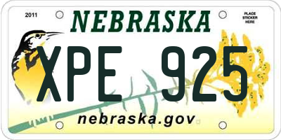 NE license plate XPE925
