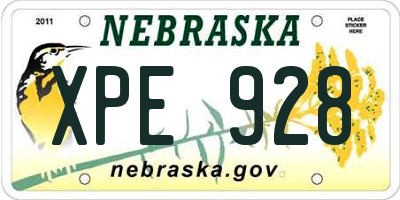 NE license plate XPE928