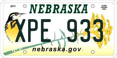 NE license plate XPE933